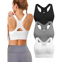 Adjustable Sports Bras for Women 3 Pack High Support Padded Racerback Sport for Large Bust Workout Running Gym