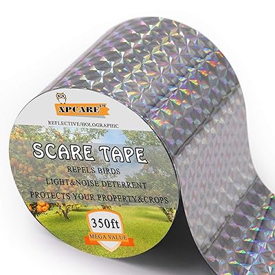 شريط شريط XPCARE Bird Scare - 350 قدمًا × 2 بوصة من شريط عاكس منتجات شريط قوس قزح لمنع الطيور من ضرب Windows