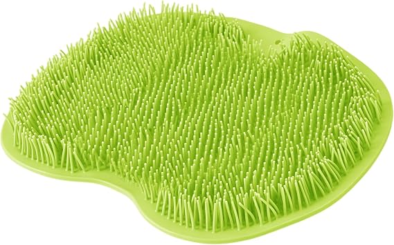 Shower Foot Scrubber Mat Silicone Foot Scrubber in Shower Feet Back Scrubbers Exfoliating Showers Foots Brush Pad Wall Mounted with Non-Slip Suction Cups for Men Women, Green