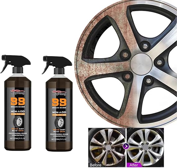 Bronze Bomber Non-Acid Wheel Cleaner, Automobile Wheel Cleaner ,Powerful Wheel Cleaner for All Car, (2pc)