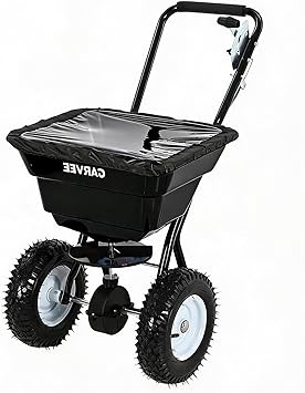 80 LBS Push Broadcast Spreader, 12FT Spreading Width, 13in All-Terrain Wheels, Adjustable Flow Control, Heavy Duty Walk Behind Lawn Spreader for Fertilizer, Grass Seed, Ice Melt, Salt