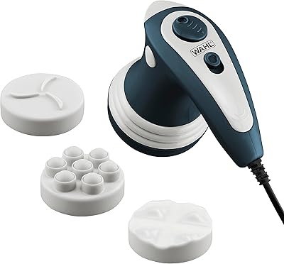 Wahl Dual Rotation Vibratory Therapeutic Handheld Corded Massager with Variable Speed Providing Medium to Intense Kneading Action to Relieve Symptoms of Chronic Muscle & Back Pain – Model 4291
