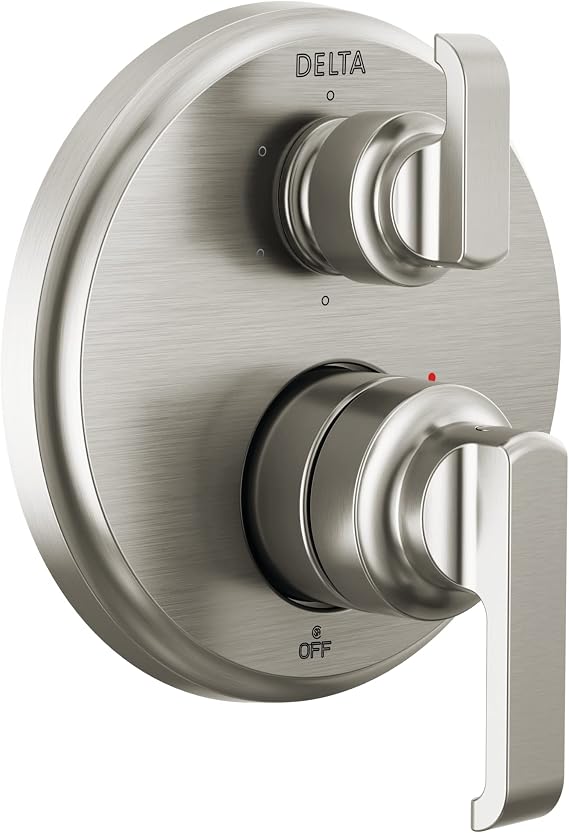 Delta Faucet Tetra 14 Series Brushed Nickel 6-Setting Integrated Diverter Valve Trim Kit, Brushed Nickel Diverter Valve Trim Kit, Shower Trim Kit, Lumicoat Stainless T24989-SS-PR Valve Not Included