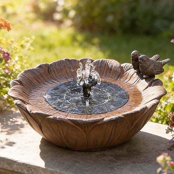 نافورة حمام الطيور بالطاقة الشمسية،عباد الشمس مع الطيور المستريحة،تعمل بالطاقة الشمسية مع 3 فوهات،حمام الطيور في الحديقة الخارجية،نافورة المياه بالطاقة الشمسية لحمام الطيور،حمام الطيور الطنانة في الهواء الطلق