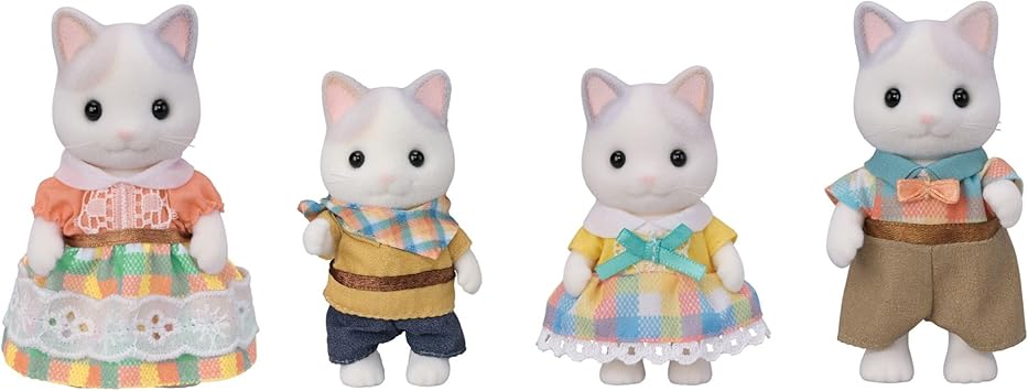 مجموعة من 4 دمى قابلة للتجميع من عائلة Calico Critters Latte Cat