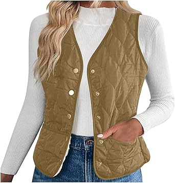 Womens Trendy Fleece Lined Vest V Neck Sleeveless Button Down Sherpa Fuzzy Jacket Fall Winter Outerwear with Pockets