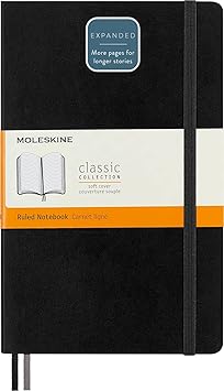 Moleskine Classic Expanded Notebook، Soft Cover، Large (5 "x 8.25") Rule / Lined، Black، 400 Pages
