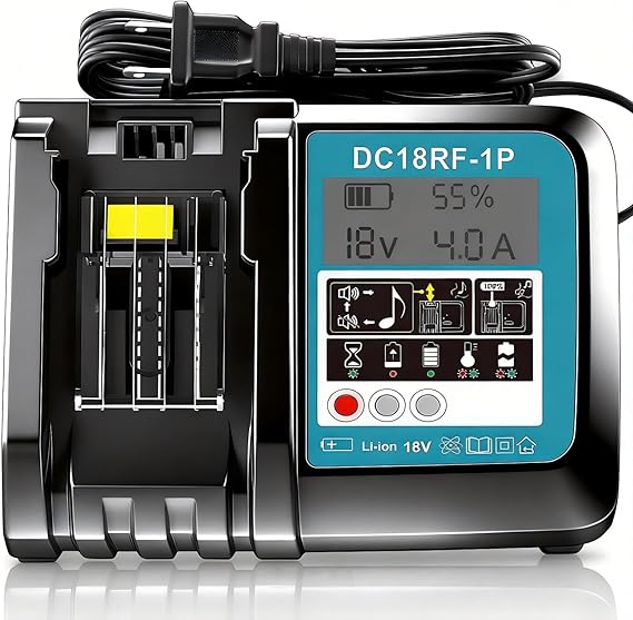 شاحن DC18RC السريع لشاحن بطارية ماكيتا 18 فولت متوافق مع بطارية ماكيتا 14.4V-18V LXT شاحن بطارية ليثيوم أيون