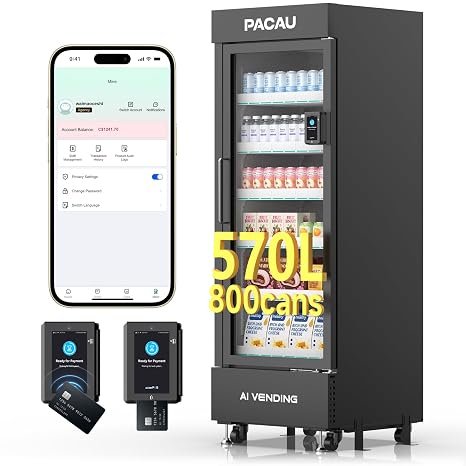 Commercial Vending Machine for Sale, Refrigerated Vending Machine Snacks and Drinks Combo with Credit Card & NFC Payment, Vending Machine for Home or Office