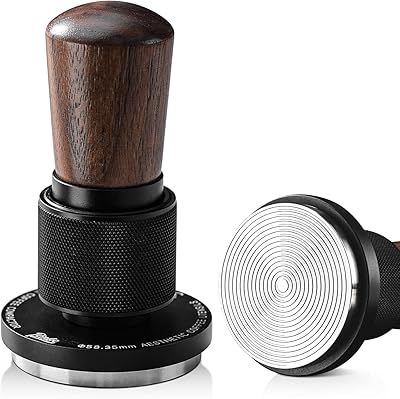 Bincoo 51 mm Espresso Tamper،30 lb الضغط المستمر القهوة العبث مع قاعدة تموج الفولاذ المقاوم للصدأ، باريستا إسبرسو العبث مقبض الخشب للمنزل القهوة اكسسوارات إسبرسو الأسود، 51 mm