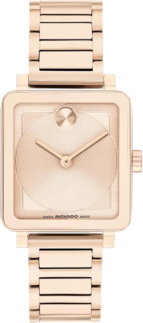Movado Bold Evolution 2.0 ساعة نسائية فاخرة للدبابات، حركة كوارتز سويسرية - ستانلس ستيل - مقاومة للماء حتى 3 ATM - هدية ساعة كلاسيكية مقاس 28 مم × 26 مم لها