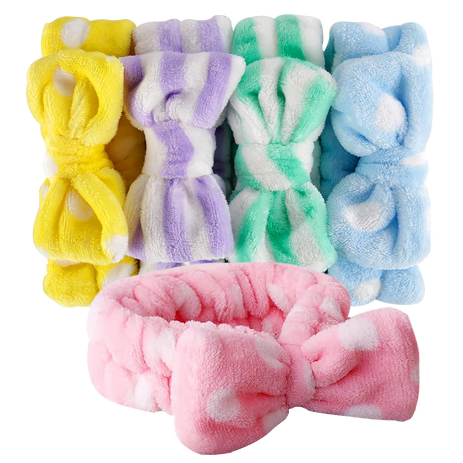 Teenitor 5pcs Makeup Headband with Removable Bow, Spa Headband for Washing Face for Teen Girls Women, Gifts Basket for Teens Girls Party, Skin Care Hairband