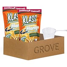Klass 2x Klass Bev Mix Mango Sweetened 14.1 OZ Bundle with Plastic Clear Measuring Cup Refreshing Mango Flavored Drink Mix with Vitamin C for Quick Mixing and Easy Preparation Gift Set (3 Items)