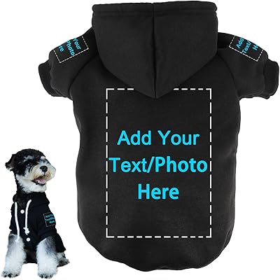 Personalized Dog Sweatshirt for Small Medium Dogs,Custom Christmas Puppy Hoodie Sweater with Buttons Drawstring Harness Hole,Add Your Text Photo Sport Pet Hooded Pullover for Cat