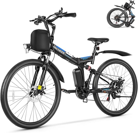 ANCHEER Electric Bike for Adults, Peak 749W Ebike, 26" Folding Electric Mountain Bike with Dual Shock Absorber, 48V Removable Battery Up to 50Miles, 19.8MPH Electric Bicycle, 21Speed, UL2849 Compliant