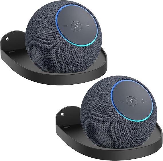 Wall Mount Holder for 2025 New Echo Studio / Echo Dot Max Compatible Echo Studio Speaker Stand Metal Holder Accessory Rack for Echo Dot Max Standing Speaker Black, 2pcs