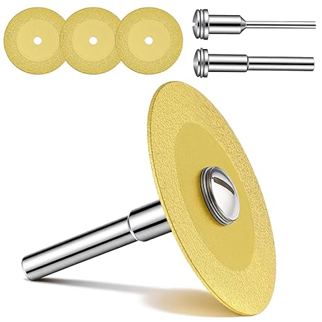 Professional Glass Cutter Blade, 2 Inch Mini Glass Cutting Disc 1mm Ultra-Thin Diamond Cutting Wheel for Chip-Free Slicing on Glasses, Ceramic, Tile, Jade and Crystal with 1/4 and 1/8 Inch Hex Shank
