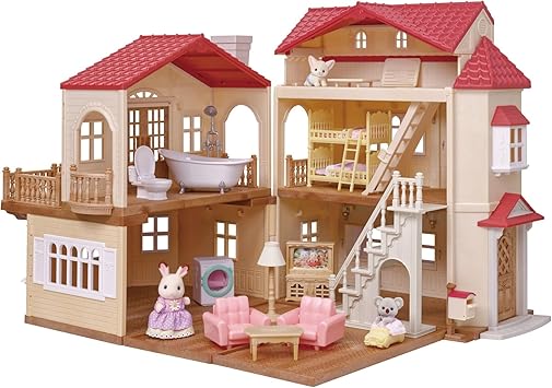 Calico Critters - منزل ذو سقف أحمر - منزل ريفي - إصدار مجموعة هدايا 2026 Dollhouse Kids Pretend Play House، مجموعة لعب منزلية مصغرة مع الأثاث والإكسسوارات، للأعمار 3+