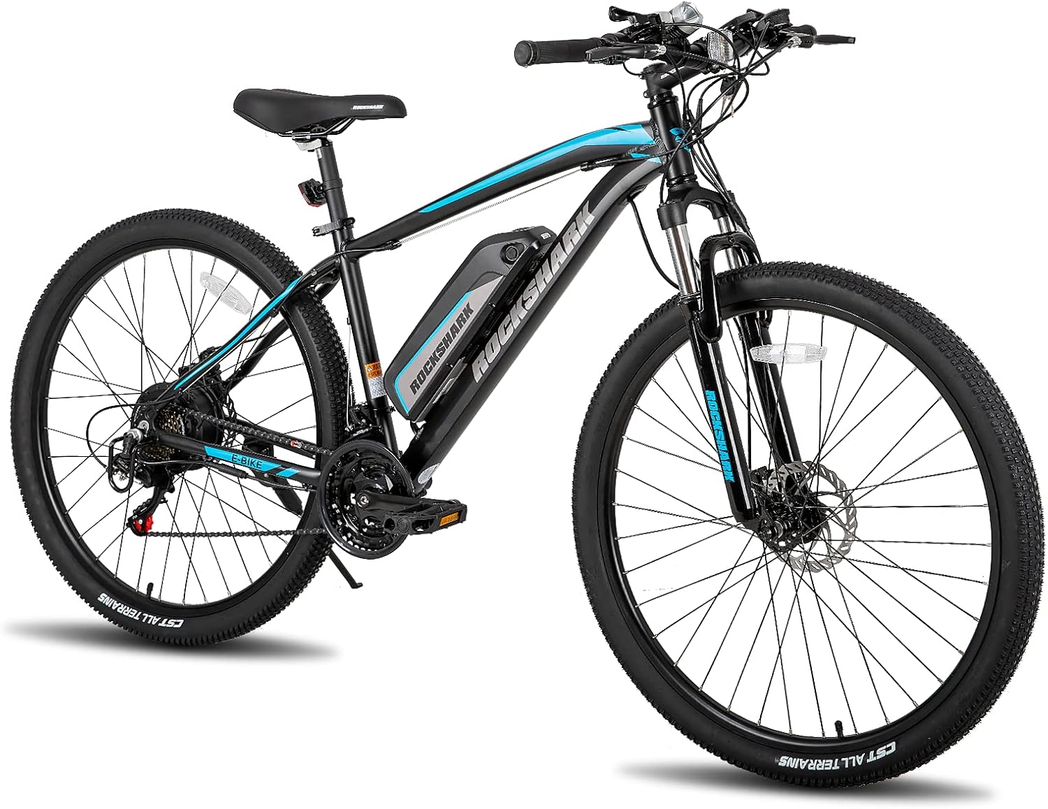 HILAND Rockshark Electric Bike Electric Mountain Bike Aluminium 2627.5 inch 350W 20MPH Adults E-Bike Shimano 21 Speed Disc Brake Suspension Fork with 36V 10.4Ah Removable Battery