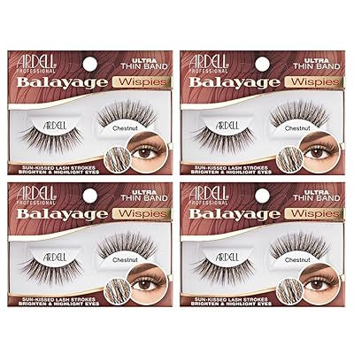 Ardell Balayage Wispies False Eyelashes - Chestnut, Ultra Thin Band, Natural Wispy Lashes, 4 Pack