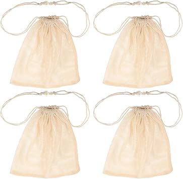 ULTECHNOVO Seafood Boil Bags Reusable Cotton Mesh - 4 Pack Cooking Pouch for Crab Crawfish Shrimp Clams, Double Drawstring Strainer Net for Steaming Vegetable Pot 12x16"