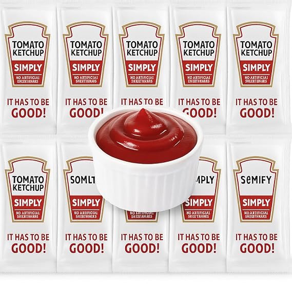 Tomato Ketchup Packets 40 Count (9g Each) | Made from Red Ripe Tomatoes | No GMO, Gluten-Free, No Artificial Ingredients | Perfect for Fries, Burgers, Hot Dogs, Lunch Boxes & Takeout