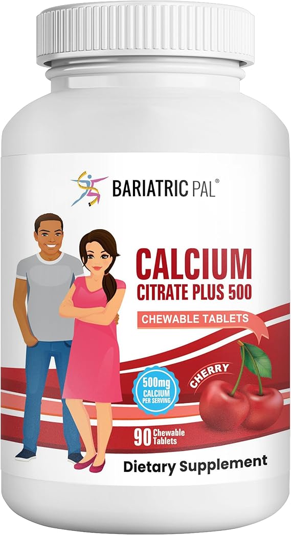 BariatricPal Calcium Citrate 500mg أقراص للمضغ - توريد الكرز لمدة 30 يومًا