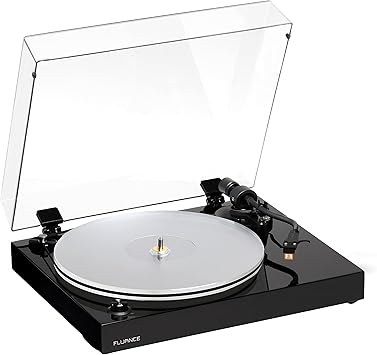 Fluance RT85N Turntable مع خرطوشة Nagaoka MP-110 ، طبق أكريليك ، التحكم في السرعة ، وعزل الاهتزاز - بيانو أسود