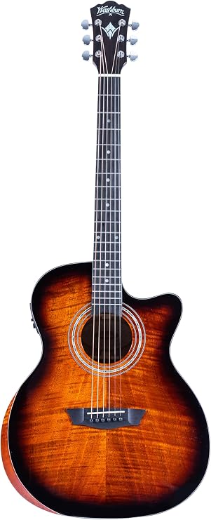 جيتار كهربائي صوتي مقطوع من سلسلة Washburn G12FCE Comfort Series، Sunburst