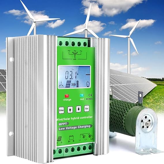 8000W Wind Solar Hybrid Charge Controller 12V/24V/48V MPPT Boost Charge Regulator with LCD Display and Free Dump Load Accurate (6000W Wind + 8000W Solar),12V