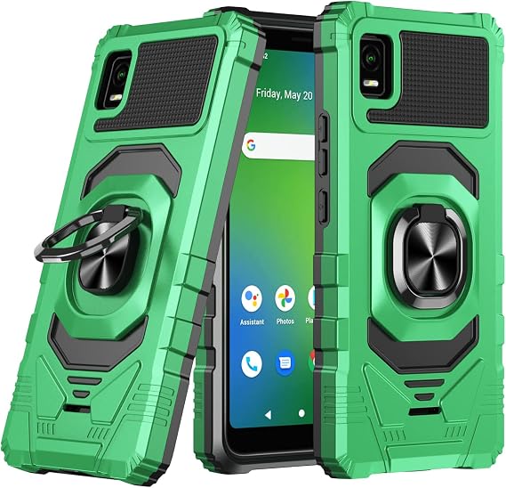 ألف ترس لـ TCL ION Z Case مع واقي شاشة زجاج مقسى ، غطاء من الدرجة العسكرية الواقية من Kickstand ( أخضر )