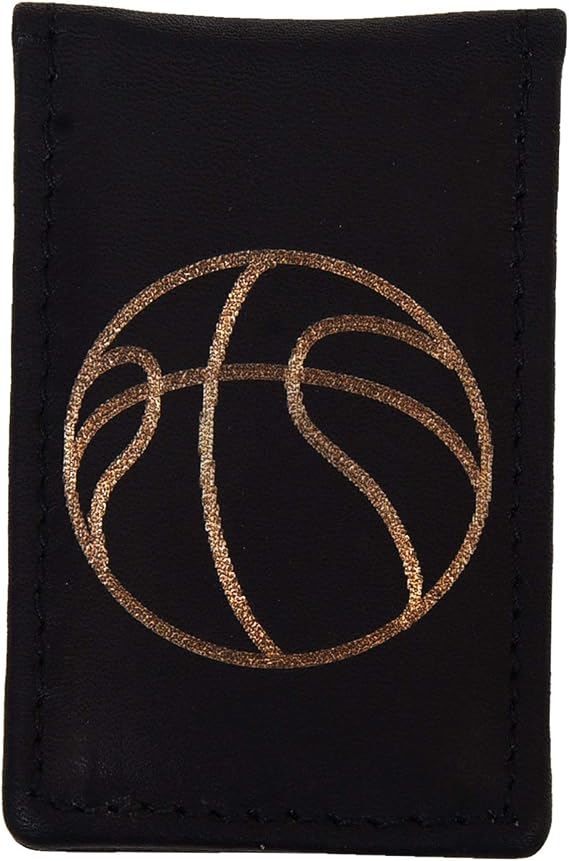 LB LEATHERBOSS Men's New Leather Strong Magnetic Money Clip (Basketball)
