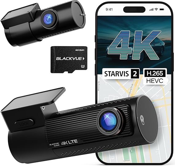 BlackVue DR970X LTE Plus II, 4K Dash Cam Front and Rear with 4G LTE, HDR, STARVIS 2, Free 64GB Micro SD Card & Hardwire Cable Included, Dash Camera for Cars, 24H Parking Mode, Wi-Fi, GPS, App Control
