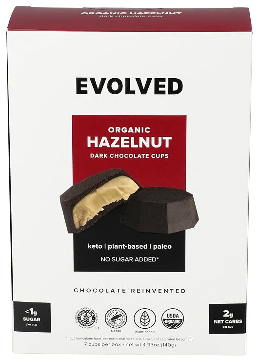 Evolved, Cups Keto Hazelnut Butter Organic 7 Count, 4.93 Ounce