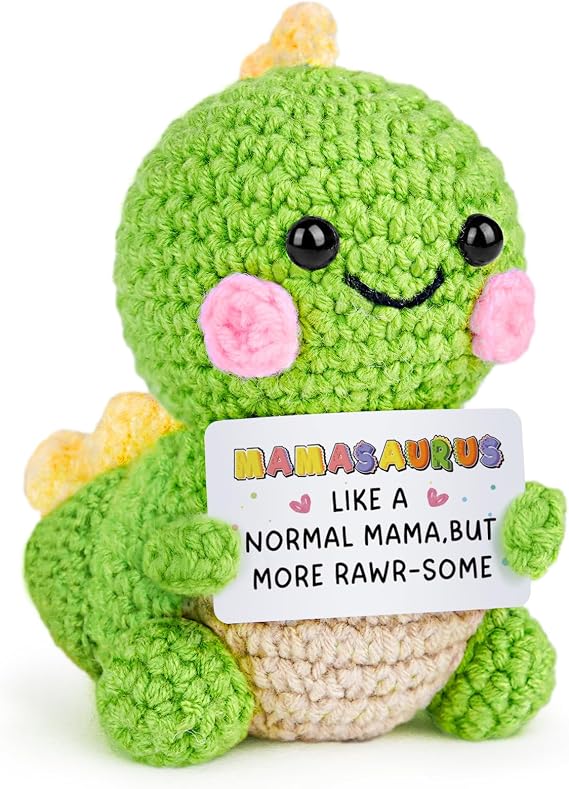 AceThrills Mama Gifts, Gifts for Mama from Daughter Son, Cute Birthday Mothers Day Valentines Day Gifts for Mom Mother Mommy - Handmade Crochet Funny Cute Dinosaur Mamasaurus