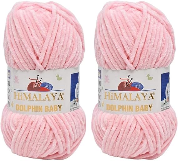 Himalaya Dolphin Baby Yarn 100٪ MicroPolyester Lot of 2 skn 264 Yards 2x100gram Super Bulky: 6 Baby Chenille Yarn (80319)