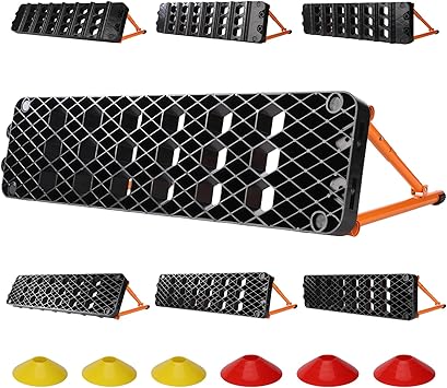 6-in-1 Soccer Rebounder Board with 6 Training Cones, Portable Dual-Surface Kickback Wall with 3 Adjustable Angles (60/75/90) for Passing, First-Touch & Reaction, Backyard Soccer Training Equipment