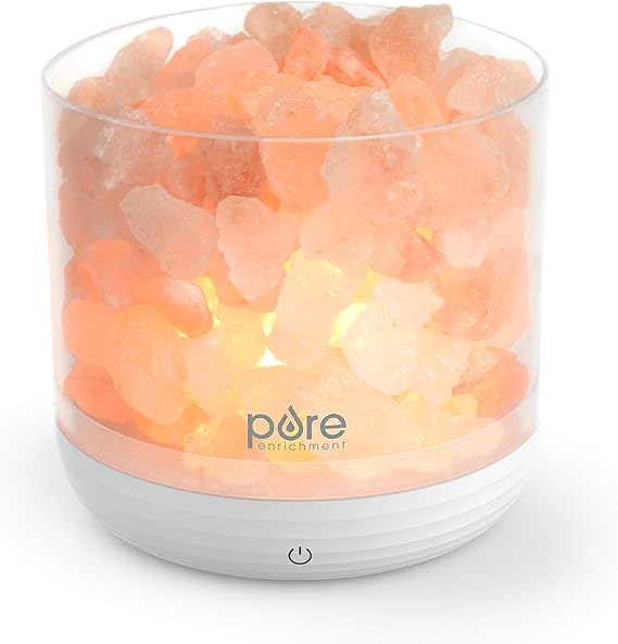 مصباح PureGlow USB Salt - صخور ملح الهيمالايا الوردية الأصيلة ، باهتة الضوء مع مستويات 5 ، 2 لمبات ، وكابل طاقة USB