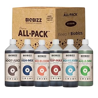 BioBizz AllPack Outdoor - مجموعة كاملة من المغذيات العضوية 6 x 16.9 أونصة | سماد طبيعي للنباتات الخارجية، ومحسن للتربة، ومعزز للجذور والإزهار لنمو الحدائق