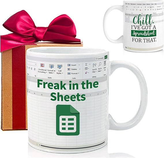 Funny Excel Office Coffee Mug Gift for Accountant, Freak In The Sheets -Chill Ive Got A Spreadsheet For That, Novelty Christmas Birthday Spreadsheet Mugs for Coworker Boss Finance Banker CFO-342