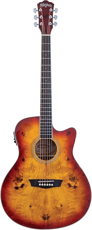 جيتار كهربائي صوتي من Washburn Deep Forest Burl ACE، Amber Fade (DFBACEA)
