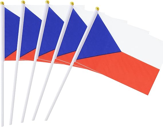 5 Pack Czech Republic Mini HandHeld Stick Flag,Suitable For Various Holiday Parties,And National Flag Day.