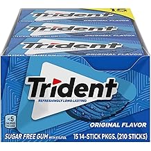 Trident Original Flavor Sugar Free Gum, 14 Pieces (Pack of 15, 210 Pieces Total)