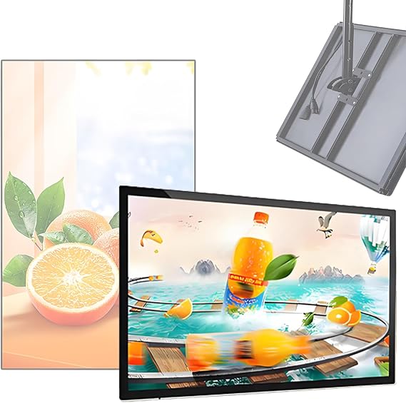 LED Backlit Menu Board for Restaurant, Cafe - LED Restaurant Coffee Salon Display Light Box Illuminated Poster Display Screen, Hanging Mounted Billboards HorizontalScreen-6070cm