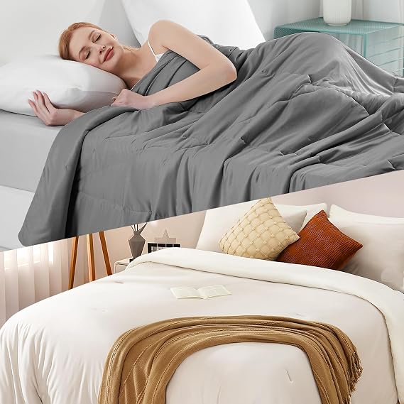 طقم لحاف Elegear مطور مكون من 3 قطع بحجم كوين بيج ولحاف تبريد كوين 79'' x 86''