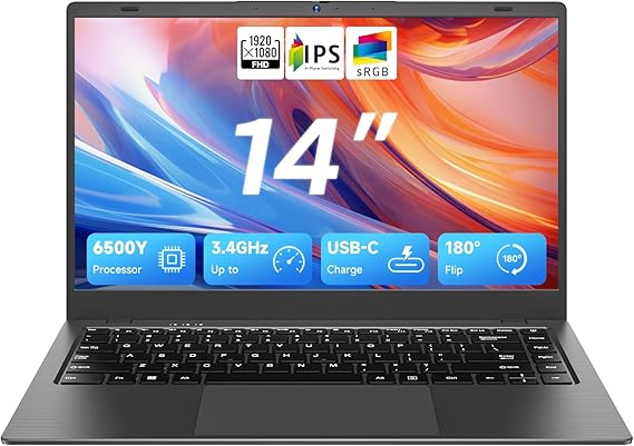 BLUEING 2026 Laptop Computer, Laptop with Gold 6500Y (Beats Pentium, Celeron, Up to 3.4GHz), 8GB RAM 256GB SSD, FHD Display, USB-C Charging,USB3.2,BT5.2, Thin & Portable Laptops for Student, Business