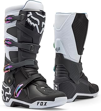 Fox Racing Men's Motion Motocross Dirt Bike Boots, Black/Grey/White, 14