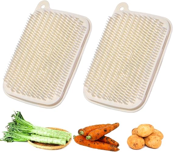 Vegetable Brush, 2 PCS Vegetable Brush Scrubber for Fruits, Potato Scrubber Potato Brush, Soft Bristle Brush for PotatoCarrotsLotus Root