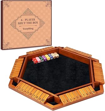 لعبة TooyBing المُحسَّنة من 1 إلى 6 لاعبين ، أغلق لعبة Box Dice Game ، لعبة خشبية على طاولة عائلية للأطفال والكبار مع 16 Dice ، Classic Tabletop Math Game for Pub Classroom Party ، هدية لعيد الميلاد