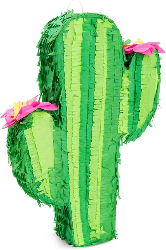 Juvale Cactus Pinata لديكورات حفلات التاكو وديكورات حفلات البالغين - ورق مموج متين مع فتحة تعبئة علوية سهلة - 16.5 x 11.5 x 3 بوصة، أخضر